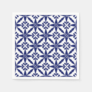 Ikat Star Pattern - Navy Blue and White Napkins