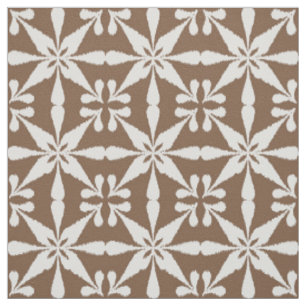 Ikat Star Pattern - Taupe Tan and White Fabric