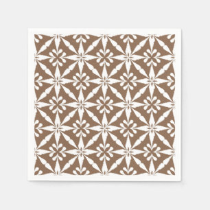 Ikat Star Pattern - Taupe Tan and White Paper Napkins