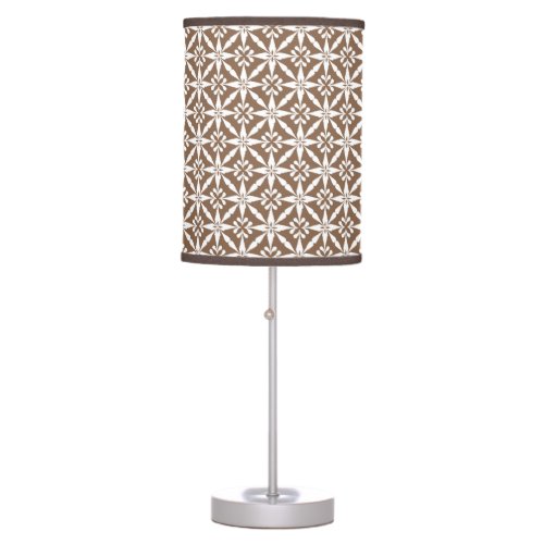 Ikat Star Pattern _ Taupe Tan and White Table Lamp