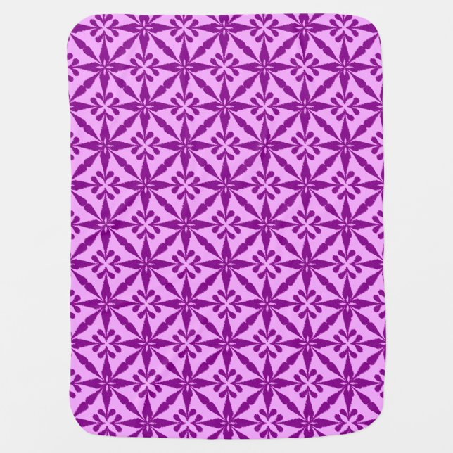 Ikat Star Pattern - Violet and Orchid Baby Blanket (Front)