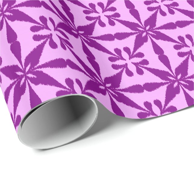 Ikat Star Pattern - Violet and Orchid Wrapping Paper (Roll Corner)