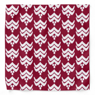 Ikat stylized floral - burgundy and white bandana