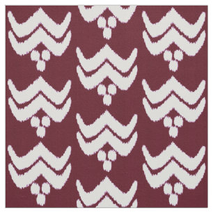 Ikat stylized floral - burgundy and white fabric
