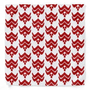 Ikat stylized floral - dark red and white bandana