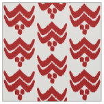 Ikat stylized floral - dark red and white fabric