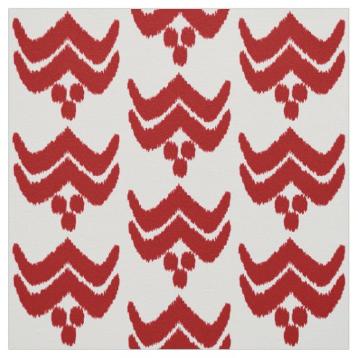 Ikat stylized floral - dark red and white fabric