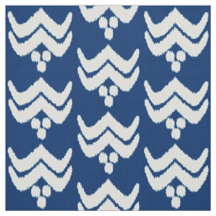 Ikat stylized floral - indigo blue and white fabric