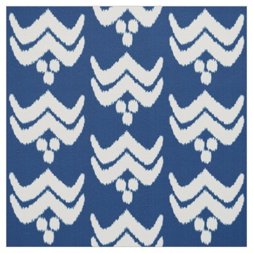 Ikat stylized floral - indigo blue and white fabric