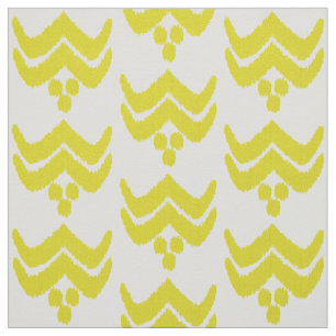 Ikat stylized floral - mustard gold and white fabric