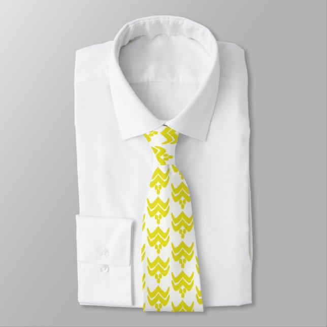 Ikat stylized floral - mustard gold and white tie (Tied)