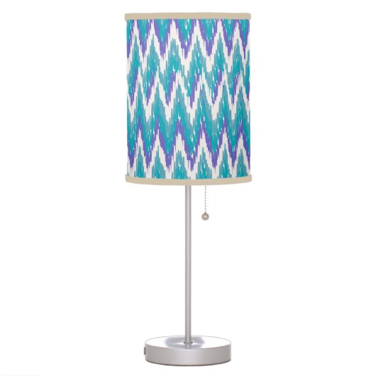 iKat Teal and Purple ZigZag Table Lamp (Left)