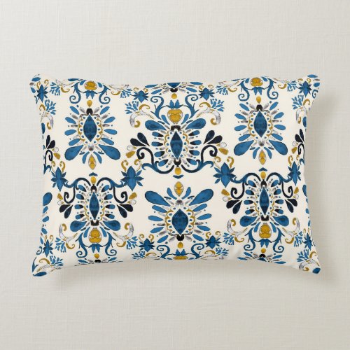 Ikat tie_dye tribal watercolor accent pillow