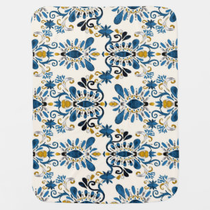 Ikat tie-dye, tribal watercolor baby blanket