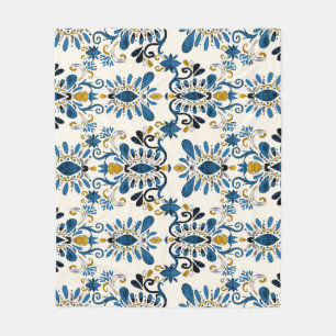 Ikat tie-dye, tribal watercolor fleece blanket