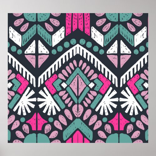 Ikat Tradition Geometric Ethnic Textile Poster