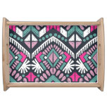 Ikat Tradition: Geometric Ethnic Textile Serving Tray