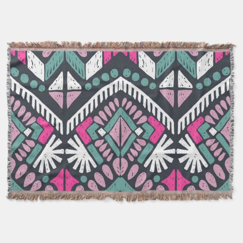 Ikat Tradition Geometric Ethnic Textile Throw Blanket