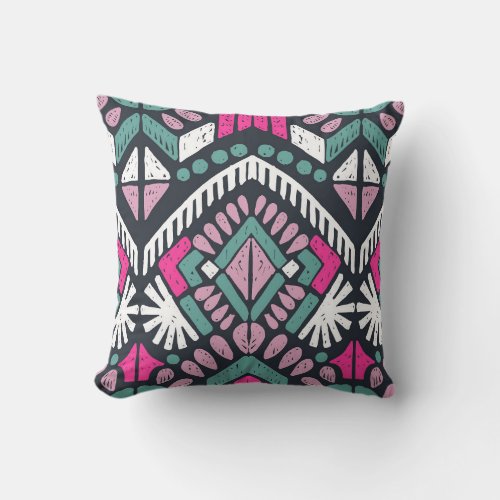Ikat Tradition Geometric Ethnic Textile Throw Pillow