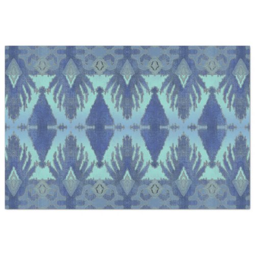 IKAT Tribal Pattern Navy Blue Geometric Decoupage Tissue Paper