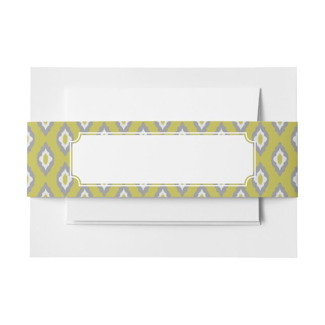 Ikat vintage pattern invitation belly band (Front Example)