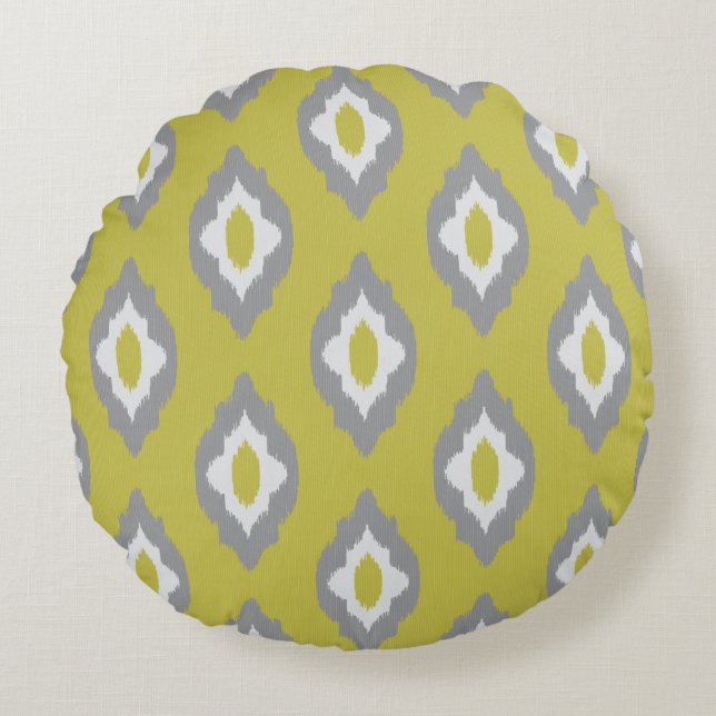 Ikat vintage pattern round pillow (Front)