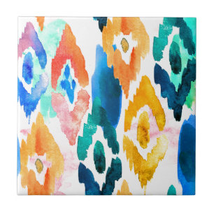 Ikat Watercolor Pattern Tile