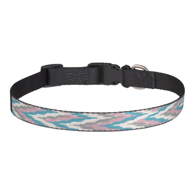 iKat Zig Zag Teal Chevron Dog Collar (Front)