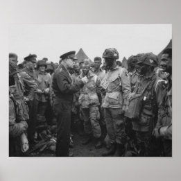Ike Talking With Airborne On D-Day Poster