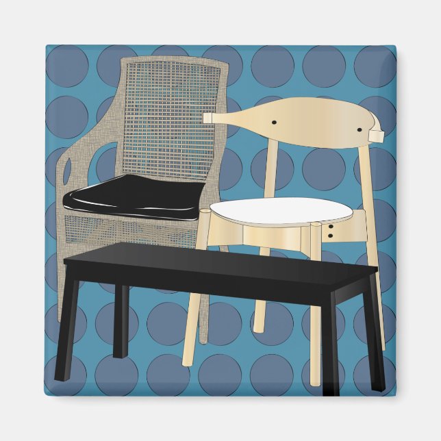 Ikea Furniture Chairs Blue Magnet (Front)