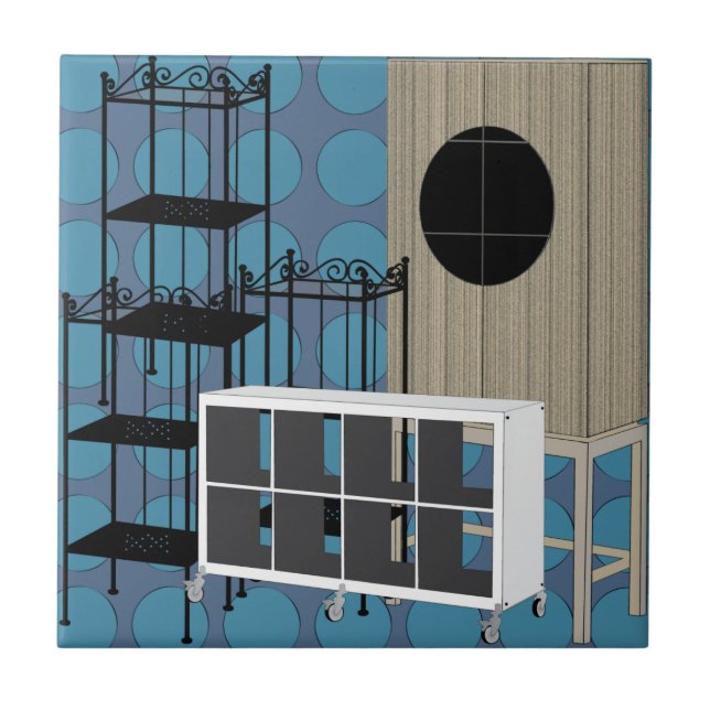 Ikea Furniture Shelves Blue Shelves Tile (Front)