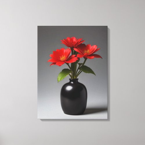 Ikebana Blossoms in Harmony A Floral Symphony Canvas Print