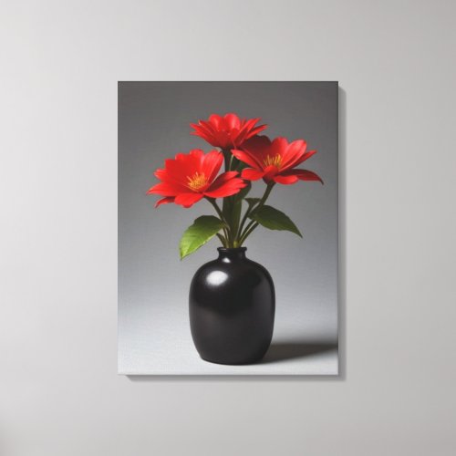 Ikebana Blossoms in Harmony A Floral Symphony Canvas Print