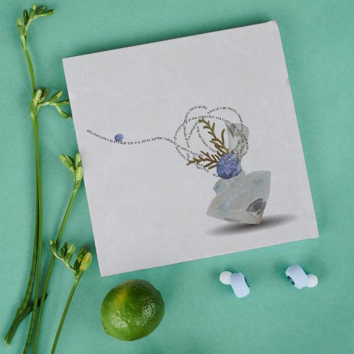 Ikebana diamond blue clam seashell depth poem trivet
