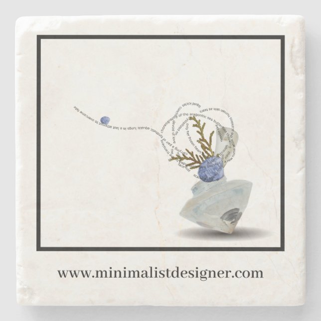 Ikebana diamond florist coastal business card stone coaster (Front)