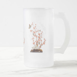 Ikebana display frosted glass beer mug