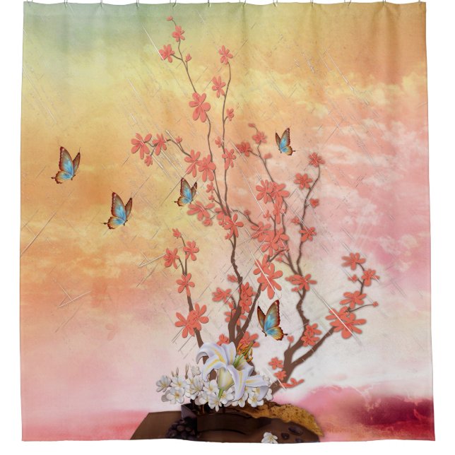 Ikebana display shower curtain (Front)