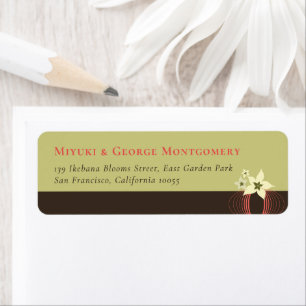 Ikebana Frangipani Pink Tropical Flower Wedding Label