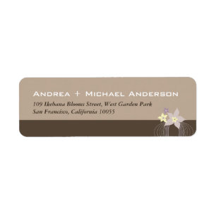 Ikebana Frangipani Purple Tropical Flowers Wedding Label