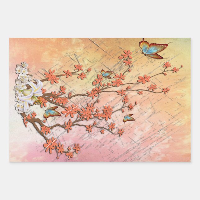 Ikebana Show Wood Poster Wrapping Paper Sheets (Front)