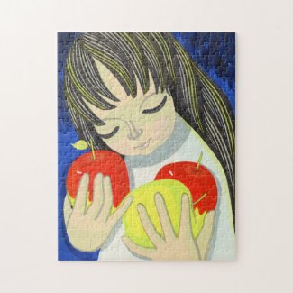 Ikeda Shuzo Apple Song cute little kawaii girl art Jigsaw Puzzle