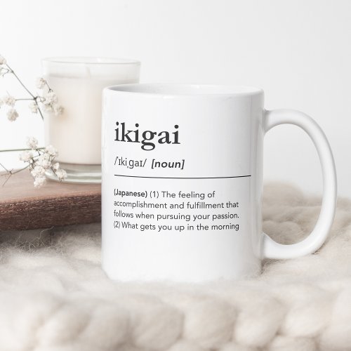 Ikigai definition japanese dictionary coffee mug