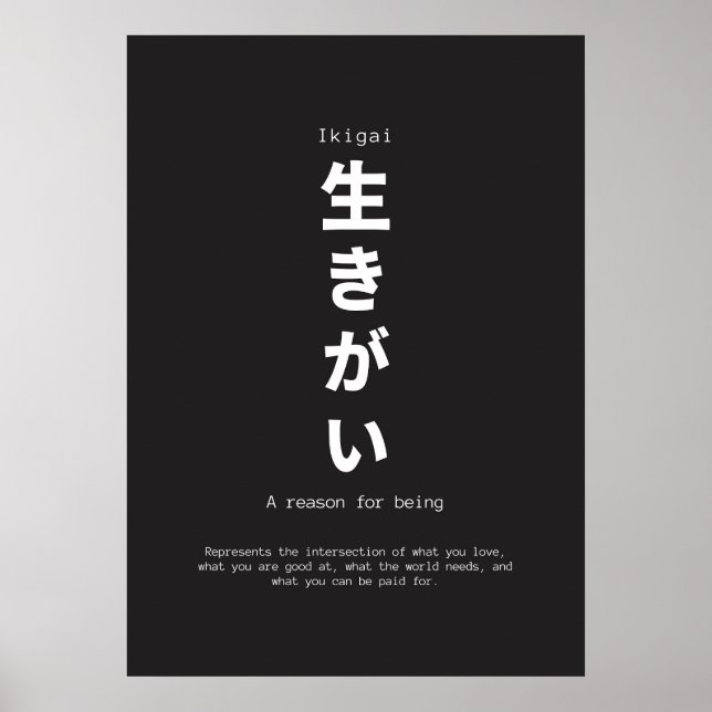 ikigai japaneses inspirational quote poster (Front)