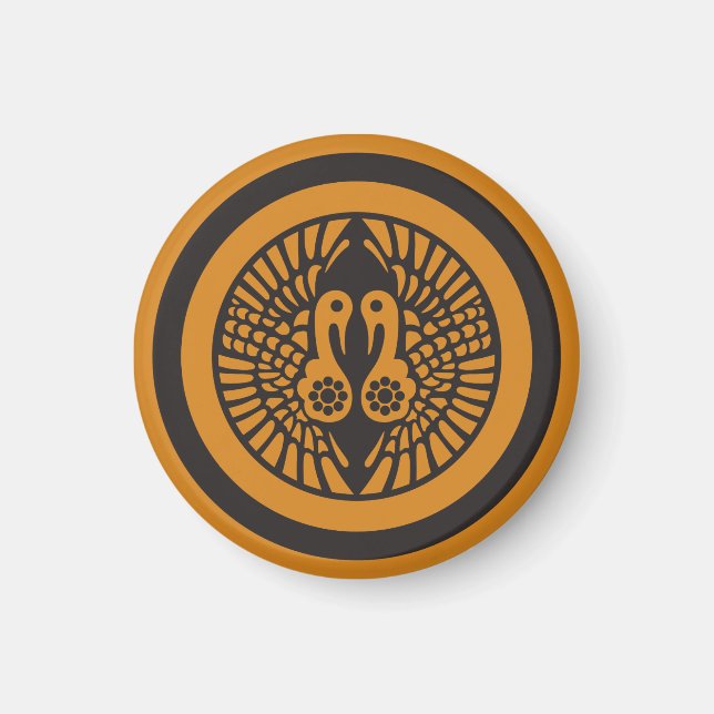 Ikko Ikki Mon Japanese Clan Black Brown Brange Magnet (Front)