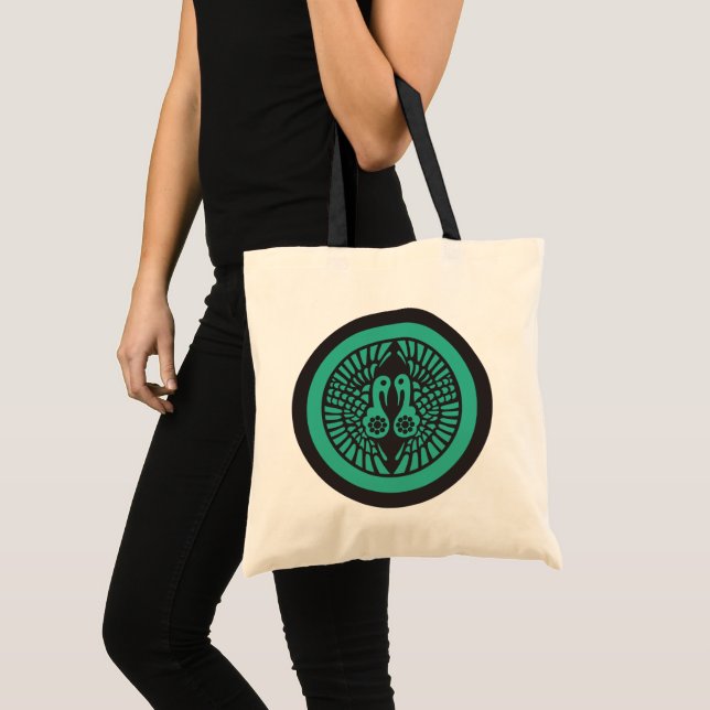 Ikko Ikki Mon Japanese Clan Dark Grey Green Tote Bag (Front (Product))