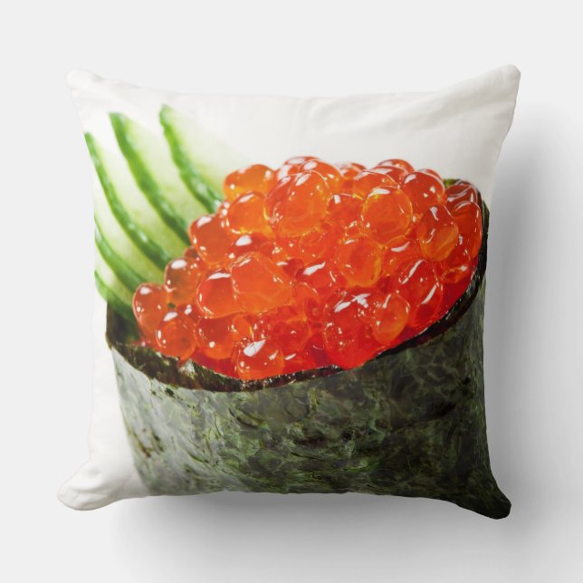 Ikura (Salmon Roe) Gunkan Maki Sushi Throw Pillow (Front)
