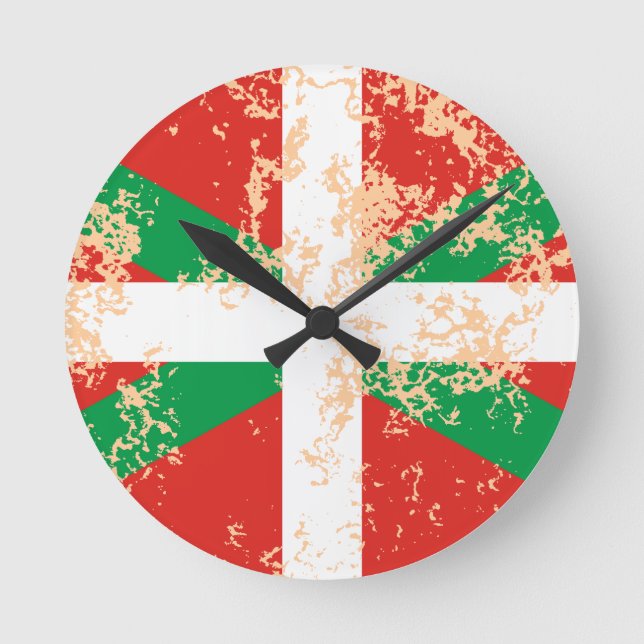 Ikurriña desgastada round clock (Front)