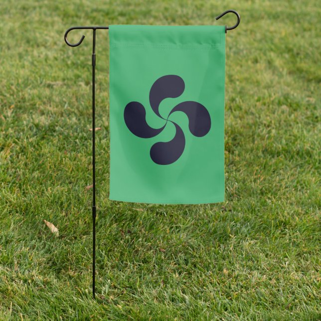 Ikurrina with Lauburu symbol Garden Flag (In SItu)