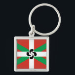 Ikurriña with Lauburu symbol Keychain<br><div class="desc">The ikurrina flag (in Basque) or ikurriña (Spanish spelling of the Basque term) is a Basque symbol and the official flag of the Basque Country Autonomous Community of Spain. This flag consists of a white cross over a green saltire on a red field. Image attribution: Daniele Schirmo aka Frankie688, CC...</div>