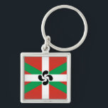 Ikurriña with Lauburu symbol Keychain<br><div class="desc">The ikurrina flag (in Basque) or ikurriña (Spanish spelling of the Basque term) is a Basque symbol and the official flag of the Basque Country Autonomous Community of Spain. This flag consists of a white cross over a green saltire on a red field. Image attribution: Daniele Schirmo aka Frankie688, CC...</div>